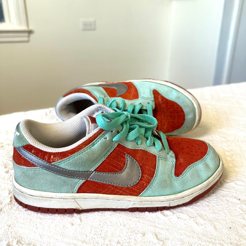 Nike Dunk Low Premium‎ SB Suede Sneakers 2008 Teal Blue Rust Orange Size 7 Skate